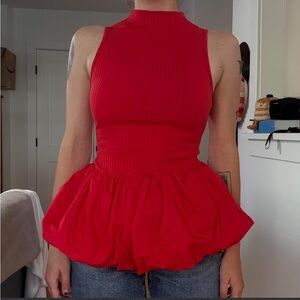 Anthropologie Scarlet Sleeveless Peplum Top